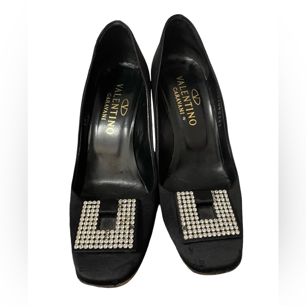 Valentino Garavani rhinestone satin heels